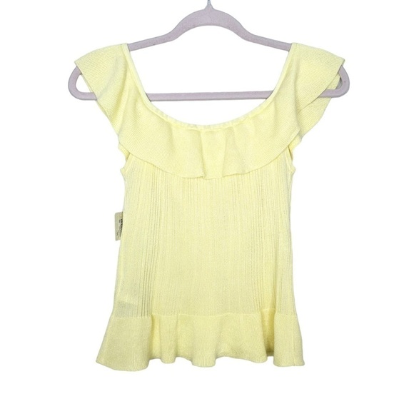 FREE PEOPLE Large Meadow Combo Knit Ruffle Drawstring Top - Picture 3 of 5